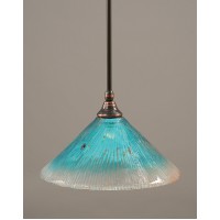 Stem Mini Pendant With Hang Straight Swivel Shown In Black Copper Finish With 12 Teal Crystal Glass