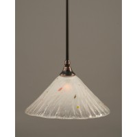 Stem Mini Pendant With Hang Straight Swivel Shown In Black Copper Finish With 12 Frosted Crystal Glass