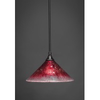 Stem Mini Pendant With Hang Straight Swivel Shown In Black Copper Finish With 12 Raspberry Crystal Glass