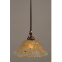 Stem Mini Pendant With Hang Straight Swivel Shown In Black Copper Finish With 10 Amber Crystal Glass