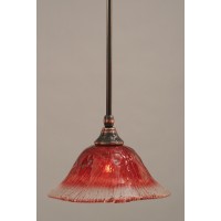 Stem Mini Pendant With Hang Straight Swivel Shown In Black Copper Finish With 10 Raspberry Crystal Glass