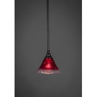 Stem Mini Pendant With Hang Straight Swivel Shown In Black Copper Finish With 7 Raspberry Crystal Glass