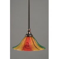 Stem Mini Pendant With Hang Straight Swivel Shown In Black Copper Finish With 10 Mardi Gras Glass