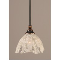 Stem Mini Pendant With Hang Straight Swivel Shown In Black Copper Finish With 7 Italian Ice Glass