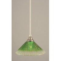 Stem Mini Pendant With Hang Straight Swivel Shown In Brushed Nickel Finish With 10 Kiwi Green Crystal Glass