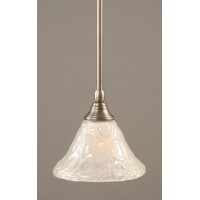 Stem Mini Pendant With Hang Straight Swivel Shown In Brushed Nickel Finish With 7 Italian Bubble Glass