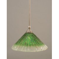 Stem Mini Pendant With Hang Straight Swivel Shown In Brushed Nickel Finish With 12 Kiwi Green Crystal Glass