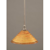 Stem Mini Pendant With Hang Straight Swivel Shown In Brushed Nickel Finish With 12 Firre Saturn Glass