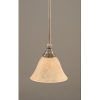 Stem Mini Pendant With Hang Straight Swivel Shown In Brushed Nickel Finish With 7 Italian Marble Glass