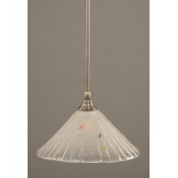 Stem Mini Pendant With Hang Straight Swivel Shown In Brushed Nickel Finish With 12 Frosted Crystal Glass