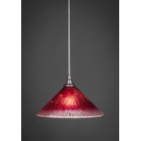 Stem Mini Pendant With Hang Straight Swivel Shown In Brushed Nickel Finish With 12 Raspberry Crystal Glass