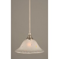 Stem Mini Pendant With Hang Straight Swivel Shown In Brushed Nickel Finish With 10 Frosted Crystal Glass