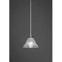 Stem Mini Pendant With Hang Straight Swivel Shown In Brushed Nickel Finish With 7 Frosted Crystal Glass