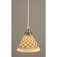 Stem Mini Pendant With Hang Straight Swivel Shown In Brushed Nickel Finish With 7 Chocolate Icing Glass