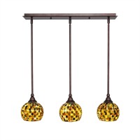 3 Light Linear Pendalier With Hang Straight Swivels Shown In Dark Granite Finish With 6