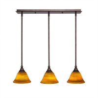 3 Light Linear Pendalier With Hang Straight Swivels Shown In Bronze Finish With 7