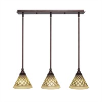 3 Light Linear Pendalier With Hang Straight Swivels Shown In Bronze Finish With 7