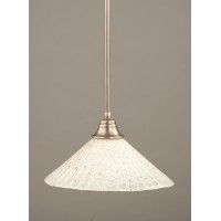 Stem Pendant With Hang Straight Swivel Shown In Brushed Nickel Finish With 16 Gold Ice Glass