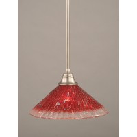 Stem Pendant With Hang Straight Swivel Shown In Brushed Nickel Finish With 16 Raspberry Crystal Glass