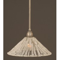 Stem Pendant With Hang Straight Swivel Shown In Brushed Nickel Finish With 16 Italian Ice Glass