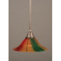 Stem Pendant With Hang Straight Swivel Shown In Brushed Nickel Finish With 14 Mardi Gras Glass