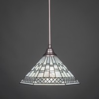 Stem Pendant With Hang Straight Swivel Shown In Brushed Nickel Finish With 16 Pewter Art Glass