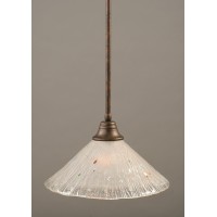 Stem Pendant With Hang Straight Swivel Shown In Bronze Finish With 16 Frosted Crystal Glass