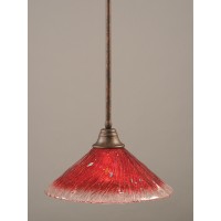 Stem Pendant With Hang Straight Swivel Shown In Bronze Finish With 16 Raspberry Crystal Glass