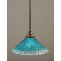 Stem Pendant With Hang Straight Swivel Shown In Bronze Finish With 16 Teal Crystal Glass