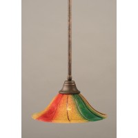 Stem Pendant With Hang Straight Swivel Shown In Bronze Finish With 14 Mardi Gras Glass