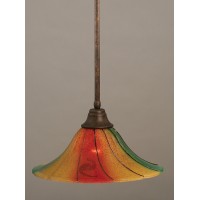 Stem Pendant With Hang Straight Swivel Shown In Bronze Finish With 16 Mardi Gras Glass