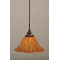 Stem Pendant With Hang Straight Swivel Shown In Bronze Finish With 14 Tiger Glass