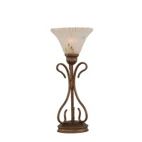 Toltec Lighting 31-Brz-750 Swan Mini Table Lamp Bronze Finish With Amber Crystal Glass, 7-Inch