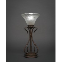 Swan Mini Table Lamp Shown In Bronze Finish With 7 Frosted Crystal Glass