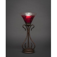 Swan Mini Table Lamp Shown In Bronze Finish With 7 Raspberry Crystal Glass