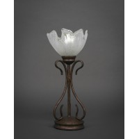 Swan Mini Table Lamp Shown In Bronze Finish With 7 Gold Ice Glass