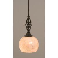 Elegante Mini Pendant With Hang Straight Swivel Shown In Dark Granite Finish With 6 Mystic Seashell Glass