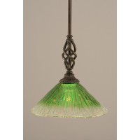 Elegante Mini Pendant With Hang Straight Swivel Shown In Dark Granite Finish With 10 Kiwi Green Crystal Glass