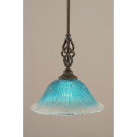 Elegante Mini Pendant With Hang Straight Swivel Shown In Dark Granite Finish With 10 Teal Crystal Glass