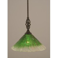 Elegante Mini Pendant With Hang Straight Swivel Shown In Dark Granite Finish With 12 Kiwi Green Crystal Glass