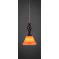 Elegante Mini Pendant With Hang Straight Swivel Shown In Dark Granite Finish With 7 Firre Saturn Glass