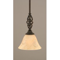 Elegante Mini Pendant With Hang Straight Swivel Shown In Dark Granite Finish With 7 Italian Marble Glass