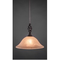 Elegante Mini Pendant With Hang Straight Swivel Shown In Dark Granite Finish With 12 Amber Marble Glass