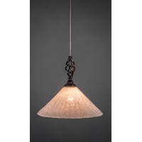 Elegante Mini Pendant With Hang Straight Swivel Shown In Dark Granite Finish With 12 Gold Ice Glass