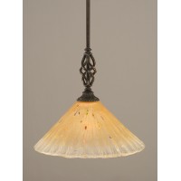 Elegante Mini Pendant With Hang Straight Swivel Shown In Dark Granite Finish With 12 Amber Crystal Glass