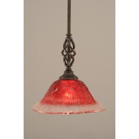 Elegante Mini Pendant With Hang Straight Swivel Shown In Dark Granite Finish With 10 Raspberry Crystal Glass