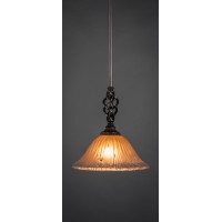 Elegante Mini Pendant With Hang Straight Swivel Shown In Dark Granite Finish With 10 Amber Crystal Glass