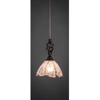 Elegante Mini Pendant With Hang Straight Swivel Shown In Dark Granite Finish With 7 Italian Ice Glass