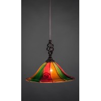 Elegante Mini Pendant With Hang Straight Swivel Shown In Dark Granite Finish With 14 Mardi Gras Glass