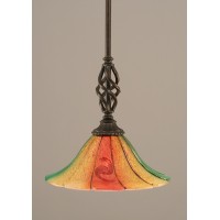 Elegante Mini Pendant With Hang Straight Swivel Shown In Dark Granite Finish With 10 Mardi Gras Glass